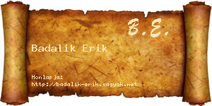 Badalik Erik névjegykártya